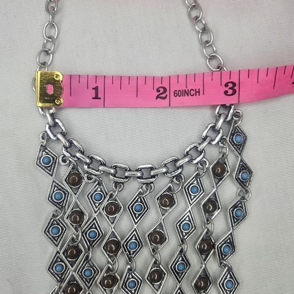 Premier Designs Arizona Silver Plated Fringe Necklace NWT Retail $49 16.5"-34" - Picture 7 of 10